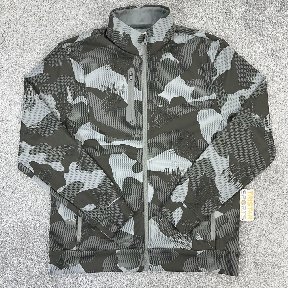 RLX Ralph Lauren Jacket Mens Medium Grey Camo Full Zip Softshell Wicking Golf
